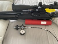 Z.g.a.n. aangeboden Hatsan Hercules 9 mm inclusief Donny geluidsdemper, vulslangen AGS richtkijker